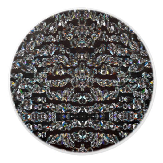 ダイヤモンドのラインエレガントストーン模様シルバーブラック セラミックノブ (正面)