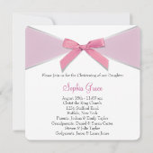 ダイヤモンドのリボン ピンクの洗礼 招待状 (裏面)