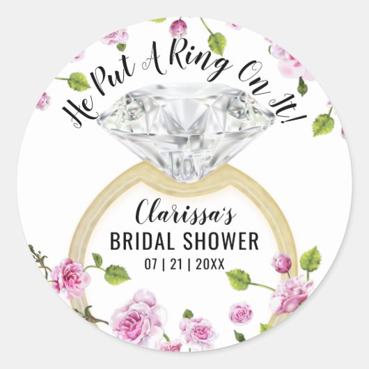 ダイヤモンドのリングや輪をモダンフローラする ラウンドシール (正面)