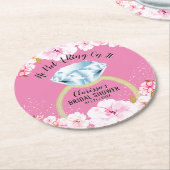 ダイヤモンドのリングや輪をモダンフローラする ラウンドペーパーコースター (アングル)