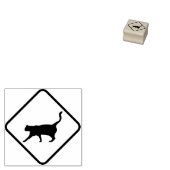 ダイヤモンドの中のシルエットの猫 ラバースタンプ (押印)