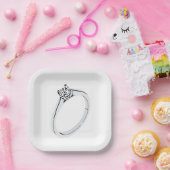 ダイヤモンドの婚約指輪 ペーパープレート (パーティー)