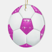 ダイヤモンドの宝石用原石のショッキングピンク及び水のサッカーボール セラミックオーナメント (左)