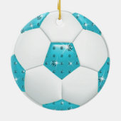 ダイヤモンドの宝石用原石のショッキングピンク及び水のサッカーボール セラミックオーナメント (裏面)