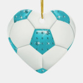 ダイヤモンドの宝石用原石の水およびピンクのサッカーボール セラミックオーナメント (正面)