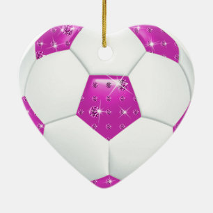 ダイヤモンドの宝石用原石の水およびピンクのサッカーボール セラミックオーナメント