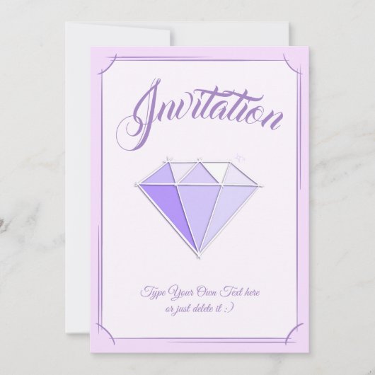 ダイヤモンドの宝石。ジュエリー.60結婚周年 招待状 (正面)