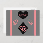 ダイヤモンドの形状とハート「愛」 ポストカード (正面/裏面)