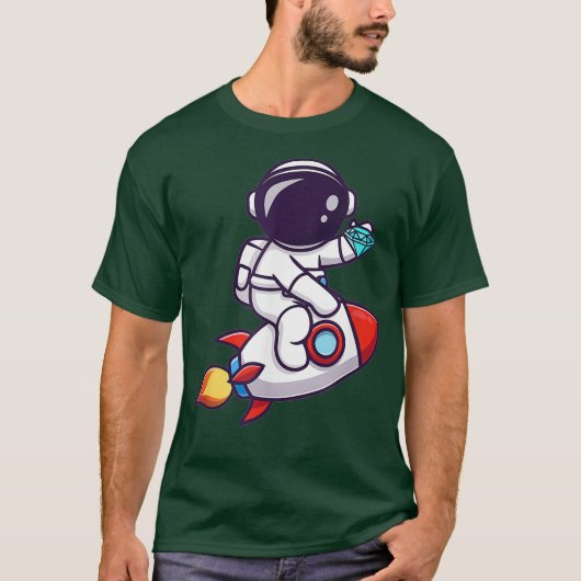 ダイヤモンドの手を月のHODL株取引 Tシャツ (正面)