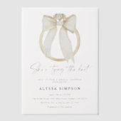 ダイヤモンドの指輪 彼女 結婚する ブライダルシャワー ベラム紙招待状 (正面)