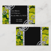 ダイヤモンドの渦巻及び黄色バラ 名刺 (正面/裏面)