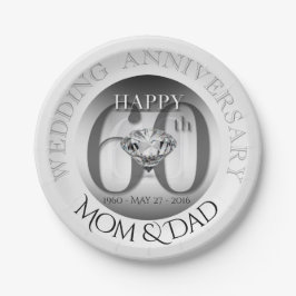 ダイヤモンドの第60結婚記念日の紙皿 ペーパープレート