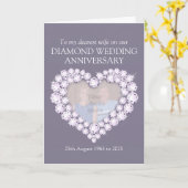 ダイヤモンドの結婚記念日の妻の写真カード カード (黄色い花)