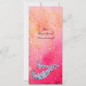 ダイヤモンドの羽根、ピンクのスパークル 招待状 (裏面)