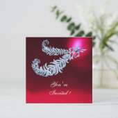 ダイヤモンドの羽根 ワインレッド ルビー シャンパン 招待状 (スタンド正面)