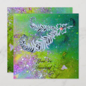 ダイヤモンドの羽根 緑 紫 金 の輝き 招待状 (正面/裏面)