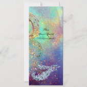 ダイヤモンドの羽根、青いターコイズ、緑の輝き 招待状 (裏面)