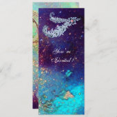 ダイヤモンドの羽根、青いターコイズ、緑の輝き 招待状 (正面/裏面)