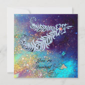 ダイヤモンドの羽根、青いターコイズ、黄金の輝き 招待状 (正面)