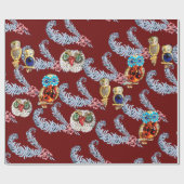 ダイヤモンドの羽、宝石の赤いフクロウ ラッピングペーパー (フラット)