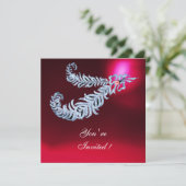 ダイヤモンドの羽 赤いバーガンディー ルビー シャンパン 招待状 (スタンド正面)