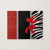 ダイヤモンドの花型女性歌手(赤いグリッター) ジグソーパズル (横)