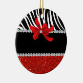 ダイヤモンドの花型女性歌手(赤いグリッター) セラミックオーナメント (右)