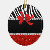 ダイヤモンドの花型女性歌手(赤いグリッター) セラミックオーナメント (左)