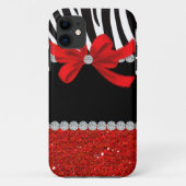 ダイヤモンドの花型女性歌手(赤いグリッター) Case-Mate iPhoneケース (裏面)