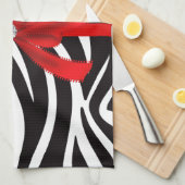 ダイヤモンドの花型女性歌手(赤い) キッチンタオル (四つ折り)