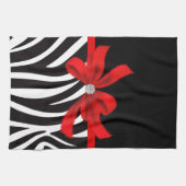 ダイヤモンドの花型女性歌手(赤い) キッチンタオル (横)