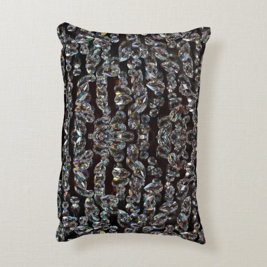 ダイヤモンドの輝エレガントく模様の銀と黒 アクセントクッション (裏面(縦))