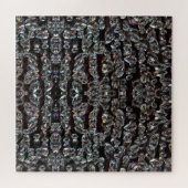 ダイヤモンドの輝エレガントく模様の銀と黒 ジグソーパズル (横)