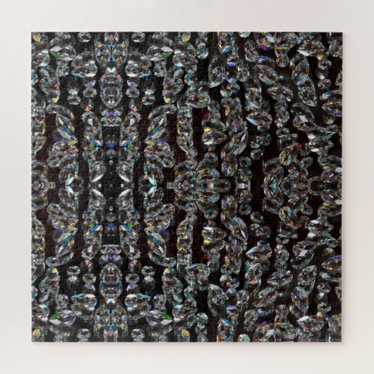 ダイヤモンドの輝エレガントく模様の銀と黒 ジグソーパズル (横)