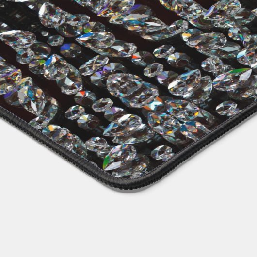 ダイヤモンドの輝エレガントく模様の銀と黒 デスクマット (コーナー)