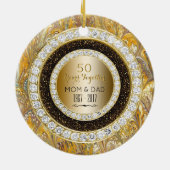 ダイヤモンドの金ゴールド第50の結婚記念日50年 セラミックオーナメント (裏面)