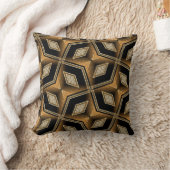 ダイヤモンドの錯覚の黒の金ゴールドの抽象芸術のクッション クッション (ブランケット)