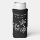 ダイヤモンドの雪の結晶の結婚式 スリム缶クーラー (Seltzer正面)