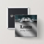 ダイヤモンドの革ジュエリーの財布の銀の青のブローチ 缶バッジ (正面&裏面)