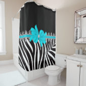 ダイヤモンドのDelilahのシマウマ(ティール(緑がかった色)) シャワーカーテン (インサイチュ)