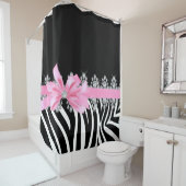 ダイヤモンドのDelilahのシマウマ(ピンク) シャワーカーテン (インサイチュ)