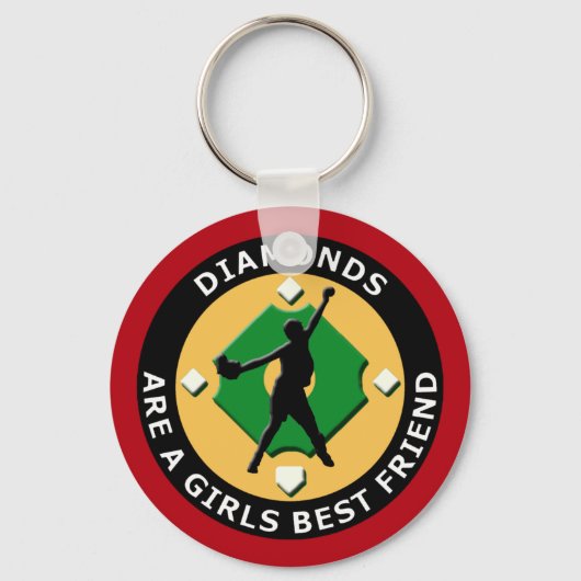 ダイヤモンドは女の子の友最高の達である- WOMENS SOFTBALL キーホルダー (正面)