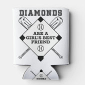 ダイヤモンドは女の最高の子の友達である – おもしろい野球 缶クーラー (裏面)