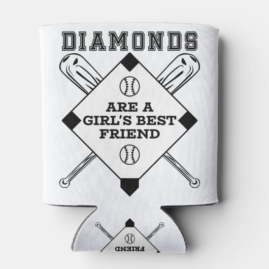 ダイヤモンドは女の最高の子の友達である – おもしろい野球 缶クーラー (裏面)