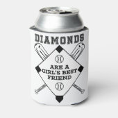 ダイヤモンドは女の最高の子の友達である – おもしろい野球 缶クーラー (缶裏面)