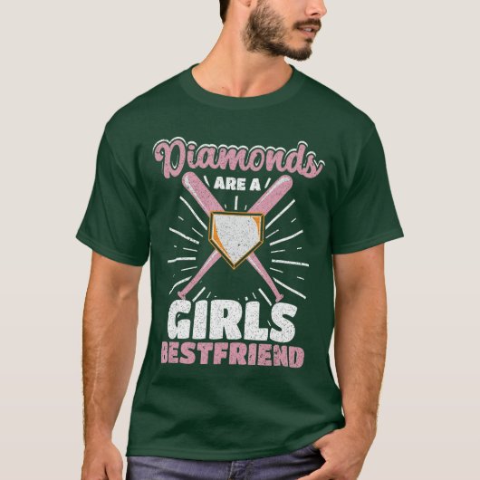 ダイヤモンドは女子の親友 野球 ソフトボール Tシャツ (正面)
