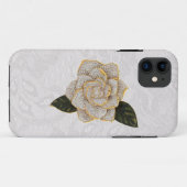 ダイヤモンドは白いペイズリーのレースに上がりました Case-Mate iPhoneケース (裏面(横))