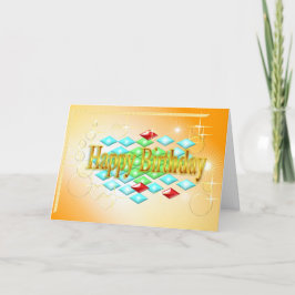 ダイヤモンドは金ゴールドとオレンジの誕生日に泡を立てる カード