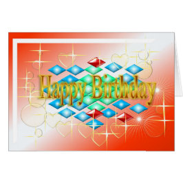 ダイヤモンドは金ゴールドと赤い誕生日に泡立つ