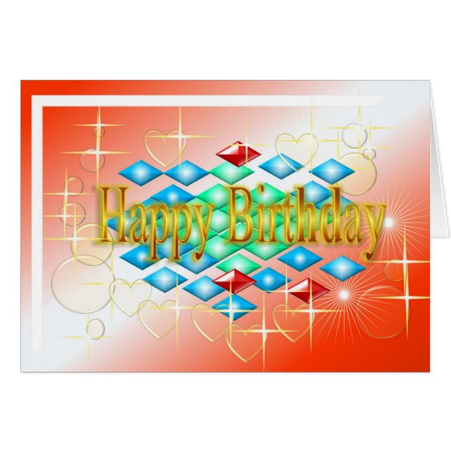 ダイヤモンドは金ゴールドと赤い誕生日に泡立つ (正面横)